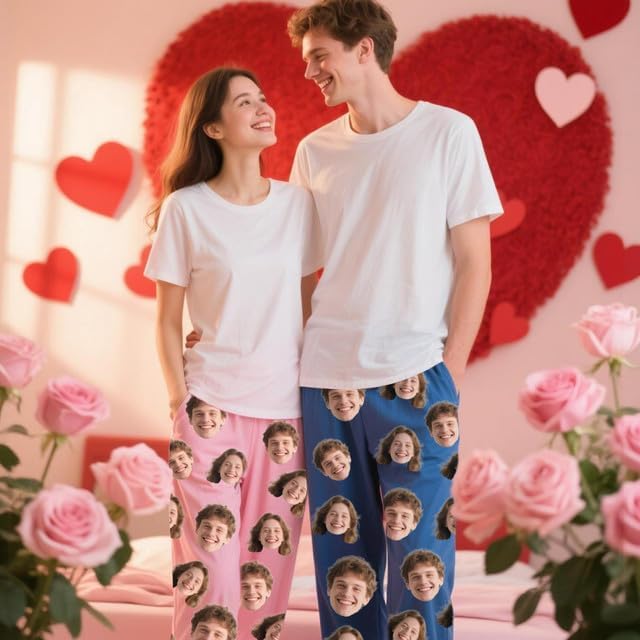 Custom Face Pajama Pants for Men Women, Personalized Gift Pajamas Bottoms with Photo Print - Image 3