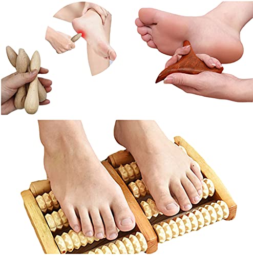 Tooynna 3 Pieces, Wooden Foot Massager Roller (Medium) , Dual Foot Massager Roller, Acupressure Foot Massager, Relax and Relieve Plantar Fasciitis Arch Pain and Muscle Tense