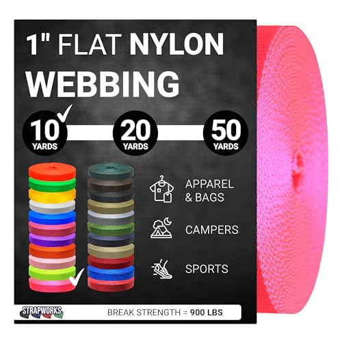 Strapworks Heavy Duty Nylon Webbing Strap 1 in x 10 yd Hot Pink