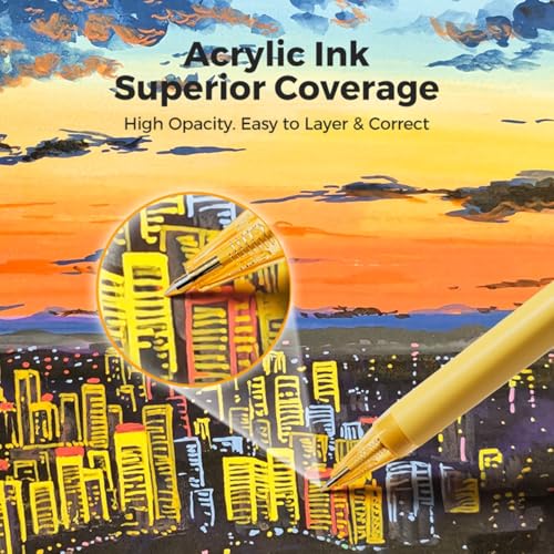 ENMY 6 Colors Acrylic Gel Pens, 0.7mm Fine Tip Retractable Colored Pens by ENMY - Used condition - Image 3