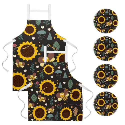 Tablier de serveuse multicolore pour pâtisserie et bistrot lot de 2