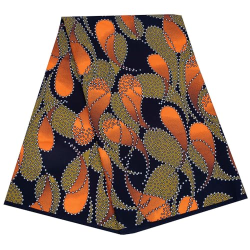6yard African Ankara Wax Printing Fabric Used for Party Clothing Craft DIY Sewing Textiles Polyester Nigeria (Brown)