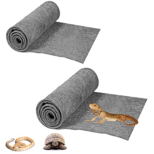 HERCOCCI Reptilien-Teppich, 99 x 50 cm, Terrarium-Bettwäsche, Substrat, Auskleidung für Reptilien, Käfig-Matte, Zubehör für Bartagrachen, Eidechse, Schildkröte, Leopard, Gecko, Schlange (grau) Cover