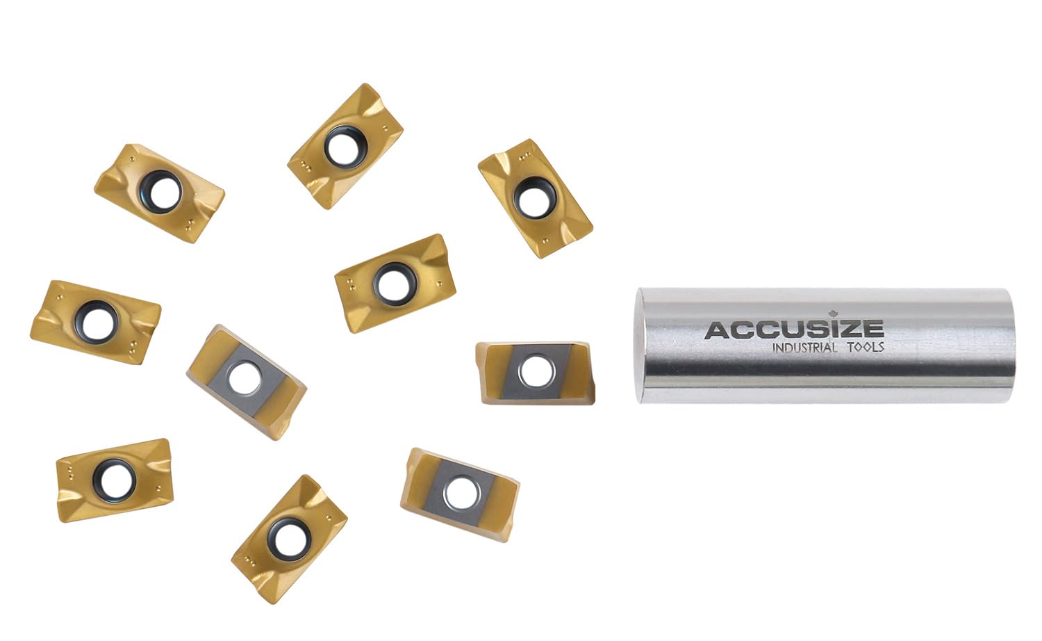 Accusize Industrial Tools APKT1604 TiN Coated Carbide Inserts for Machining Steel, 10 Pc Set, 0056-1604x10