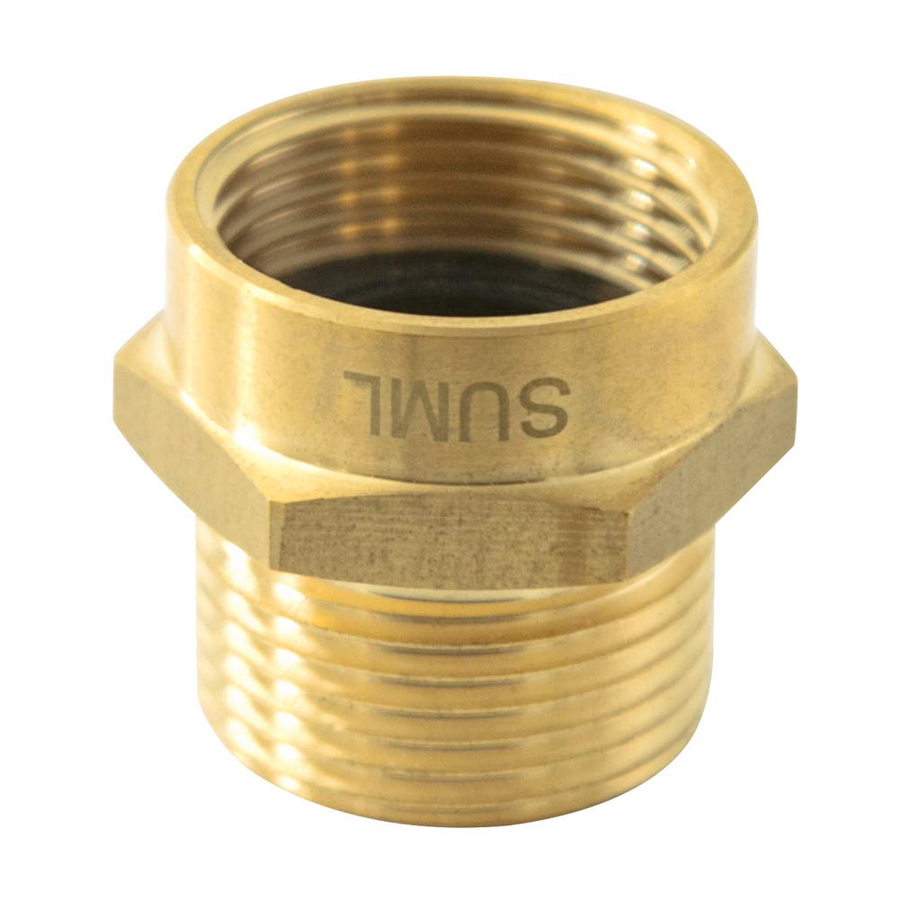 GESHATEN 3/4” G Thread (BSP) Female to 3/4” NPT Male Connector, Brass BSP to NPT Adapter 3/4 Inch, Industrial Metal Brass G Thread to Pipe Fittings Connect (2 Pack)