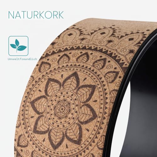 Foto von Navaris Yoga-Rad – Yoga-Rad aus Kork Ø 33 cm für Dehnungstraining Haltung Fitness Pilates – Sportzubehör für jedes Niveau