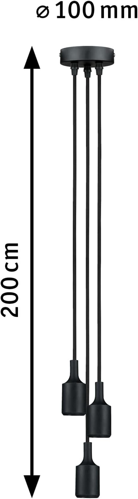 Paulmann Paulmann 50382 hanglamp Neordic Ketil max. 3x60 watt pendel zwart plafondlamp siliconen, metaal hangende verlichting E27,Zwart photo 2