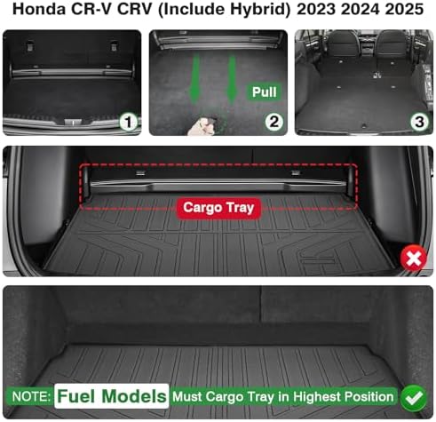 Cacartist Cargo Liner Custom Fit for Honda CR-V 2023 2024 2025 2026 (include Hybrid) (Fuel Models Must Cargo Tray in Highest Position) for CRV Accessories All Weather Trunk Mat TPE Car Mat Trunk Liner — view 5