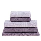 jogo de toalhas de banho buddemeyer 5 peças fio penteado canelado lilás 097