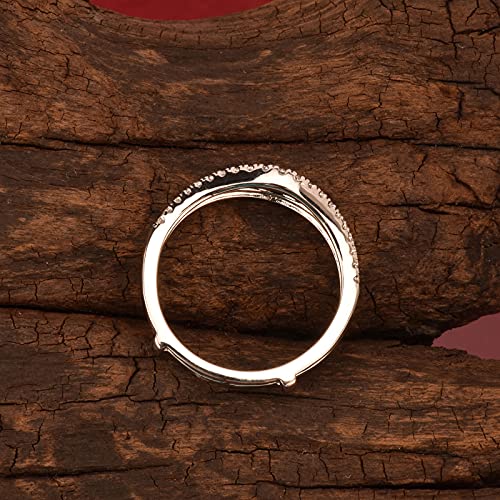 Newshe Cubic Zirconia Curved Wedding Bands For Women Ring Enhancer Guard For Engagement Rings 925 Sterling Silver Size 7 #TOP4