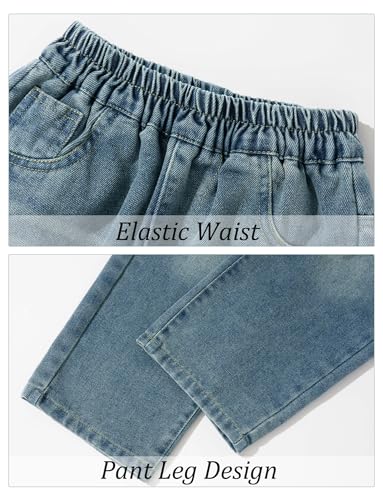 Happy Cherry Boy's Casual Straight Leg Baggy Jeans Toddler Boy Barrel Jeans Kids Casual Denim Fit Length Trousers 5-14Y3