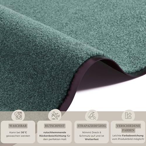 Hanse Home Fußmatte (S-XXL) 40x60cm – 12 Farben – Fussmatte Outdoor Schmutzfangmatte Türmatte Waschbar & Wetterfest rutschfest für Eingangsbereich & Außenbereich – Olivgrün