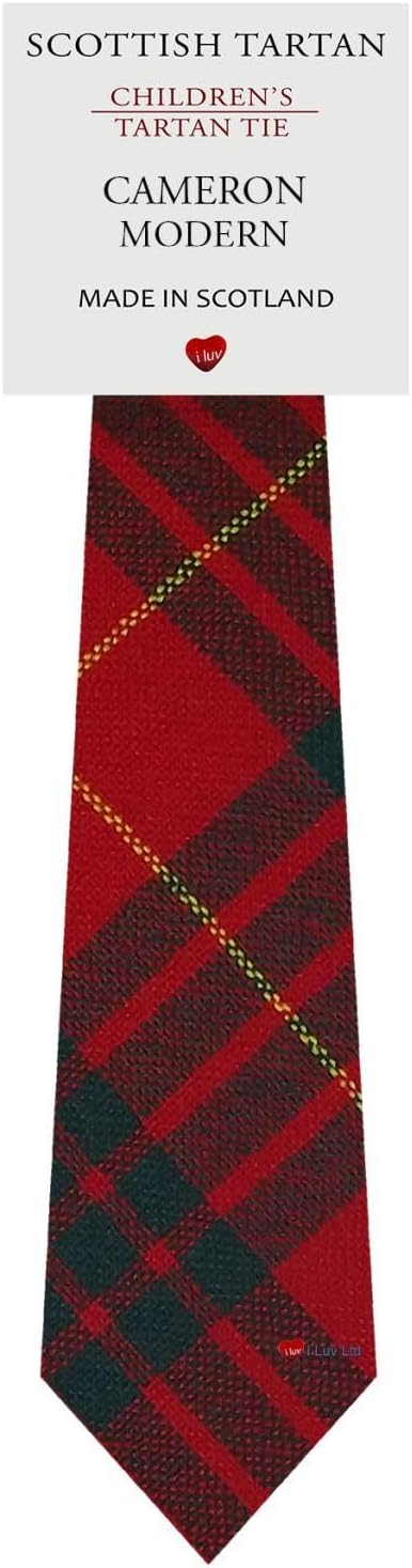 I LUV LTD Boys All Wool Tie Woven And Made in Scotland in Cameron Modern Tartan