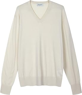 Diana Studio – Herrenpullover mit V-Ausschnitt aus extrafeiner Merinowolle und Bio-Baumwolle, Normale Passform