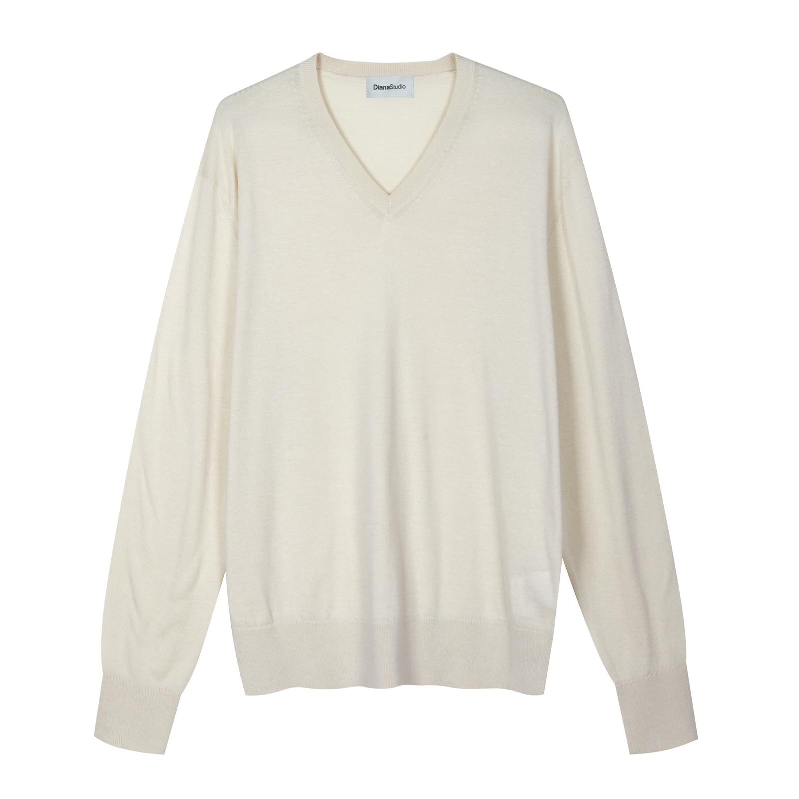 Diana Studio - Maglia con Scollo a V in Lana Merino Extrafine e Cotone Organico, Uomo, Maniche Lunghe, Casual Fit