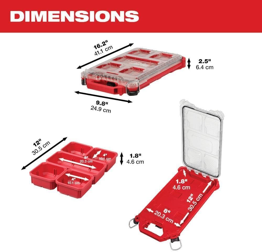 For Milwaukee 48-22-8436 5-Compartment PACKOUT Compact Low-Profile Tool Organizer