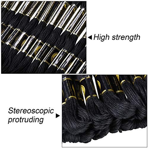 20 Pieces Black Embroidery Threads Black Cross Stitch Threads Embroidery Stitching Floss Cotton Needlework Threads Sewing Craft Threads for Knitting, Embroidery Stitching Projects