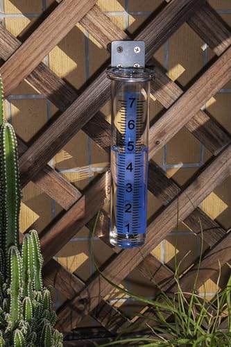 Mateda 7\" Capacity Rain Gauge Outdoor, Accurate Glass Tube Best Rated with Stainless Steel Mounting Rack Holder, Post Mount Rain Gauge for Yard Garden Outdoor Home (Style B)