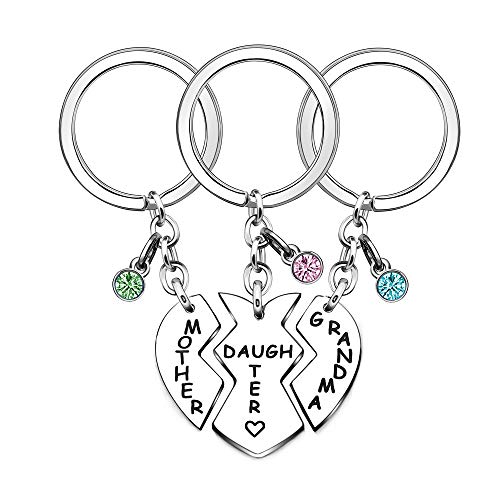 Lot de 3 porte-clés en forme de cœur pour grand-mère, mère, mère, fille, cadeau de Noël Cover