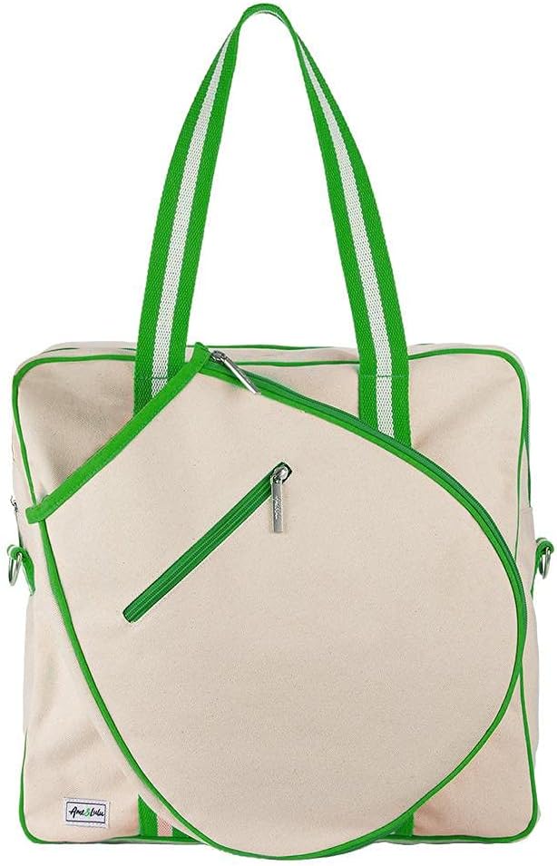 Ame & Lulu Hamptons Tennis Tour Bag - Removable Adjustable Straps - Exterior Pocket Fits Two Racquets