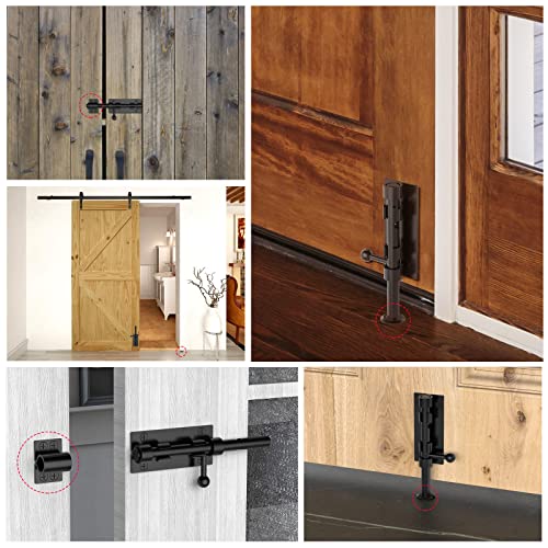 Barrel Bolt Latch, Slide Bolt Gate Latch, 6.3 Inch Heavy Duty Solid 304 Stainless Steel Black Finish Door Lock For Fence/Wooden/Barn Door/Yard Door/Shed Door/Interior Door Latch (2 Pack Black) #TOP6