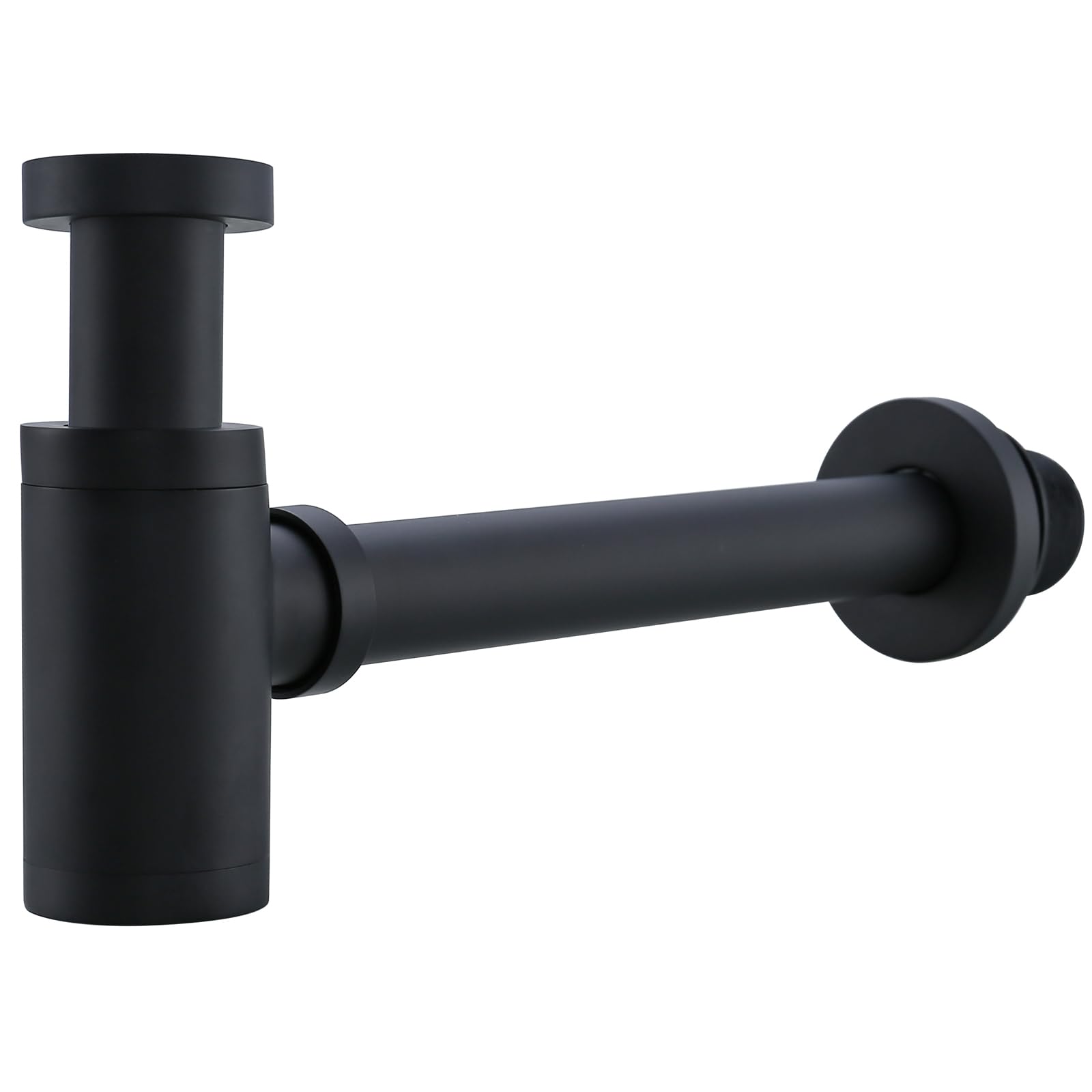 Bottle P Sifone rotondo in ottone 1 1/4 di pollice decorativo P-Trap, kit di scarico per lavabo da bagno, scarico a parete, nero opaco SW-83888MB