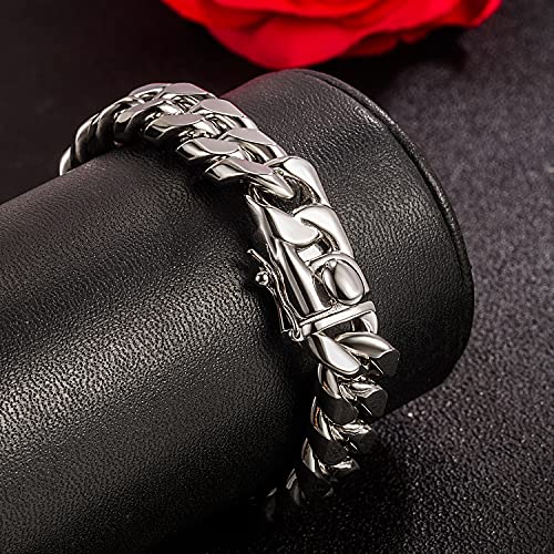 Dankadi Fashion 925 Sterling Silver Solid Miami Cuban Link Chain Bracelet 8Mm - 16Mm- Curb Cuban Bracelet Solid Thick Big Link Bracelet For Men Boys- 7-11 Inch Jewelry (12Mm 9 Inch) #TOP2