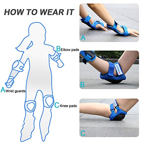 image for CRZKO Kids Knee Pads and Elbow Pads Set,Knee Pads for Kids Child Youth