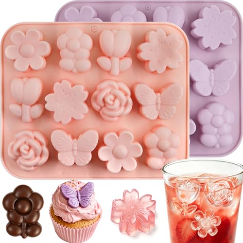 Flower Ice Cube Mold Flower Chocolate Candy Molds 24-Cavity