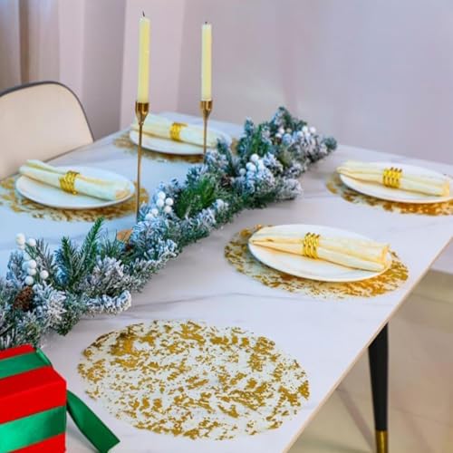 Set de table feuille dorée de 33.5 cm (lot de 100) pour décoration table fête