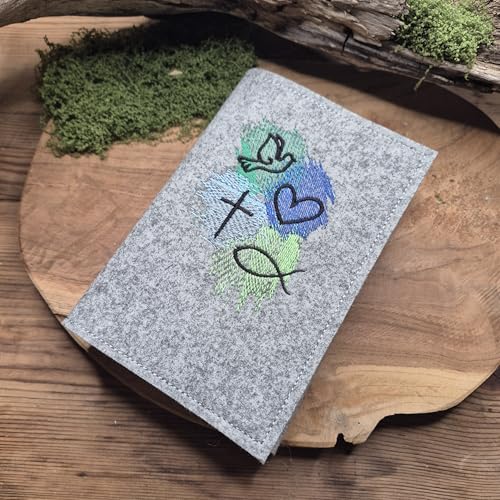 Gotteslob - Hülle aus Filz - Symbole - grün - Geschenk zur Kommunion - Geschenk zur Geburt oder Taufe Geburt oder Taufe - Image 10