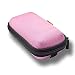 GLCON Rectangle Shaped Portable Protection Hard EVA Case,Mesh Inner Pocket,Zipper Enclosure Durable Exterior,Lightweight Universal Carrying Bag Wired/Bluetooth Headset Charger Change Purse (Pink)