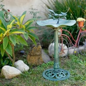 Alpine Corporation - 33" Tall Outdoor Lotus Birdbath Yard Statue, Green – Stunning Garden Accent to Attract Birds - Durable Polypropylene Construction for Patio, Deck, or Yard Alpine Corporation 33 Tall Outdoor Lotus Birdbath Yard Statue Green–Stunning Garden Accent to Attract Birds Durable Polypropylene Construction for Patio Deck or Yard