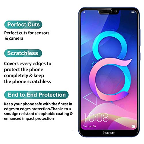Image of Screen Protector for Huawei Honor 8c Black Tempered Glass Edge-to-Edge 6D Screen Guard With Installation Kit