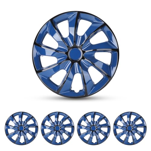 WOLFSTORM 4-Pack 17 Inch Hubcaps,Special Design Fashion Shape Replacement Rim Cover Hubcaps,Car Truck SUV Wheel Hub Accessories-Blue&Black