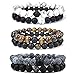 VELESAY 6 Pezzi Pietre Naturali Bracciali Lavica Elastico Perline per Braccialetti Occhio di Tigre Set Bracciali Pietra Lavica Bracciale Uomo Donna Regalo di Anniversario per Uomo Pietre Naturali
