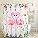 Produktbild WERNNSAI Flamingo Duschvorhang - 180 x 180cm Badvorhang mit Kunststoffhaken Polyester Fabrik Tropisches Blatt Blumen Ananas Muster Haupt Dekoration Vorhänge, Form Mehltau beständig
