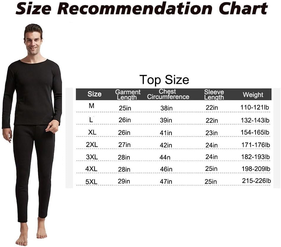 Men's Heated Top USB Heated Underwear 16-Zone Heated Long Sleeve (Power Supply Not Included)