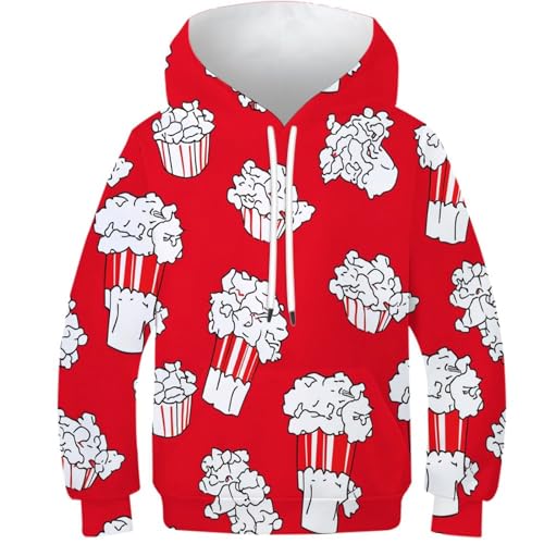 Sweat à capuche imprimé 3D popcorn cadeau ado 11-13 ans