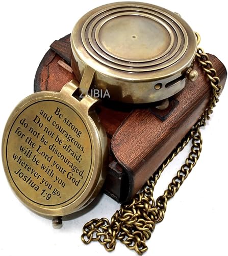 Brújula de Bolsillo Antigua con Estuche de Cuero miniatura 2