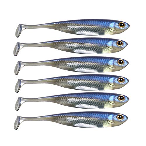 QualyQualy Señuelos de Vinilo Pesca Spinning Senuelo Black Bass Blandos Pare Lucio Trucha 7cm 1# 6 Piezas