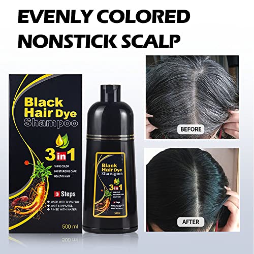 Instant Black Hair Dye Shampoo For Women Meidu Hair Color Shampoo Gray Hair For Men- 100% Gray Coverage - Herbal Ingredients 3 In 1 Black Hair Dye 500Ml #TOP4