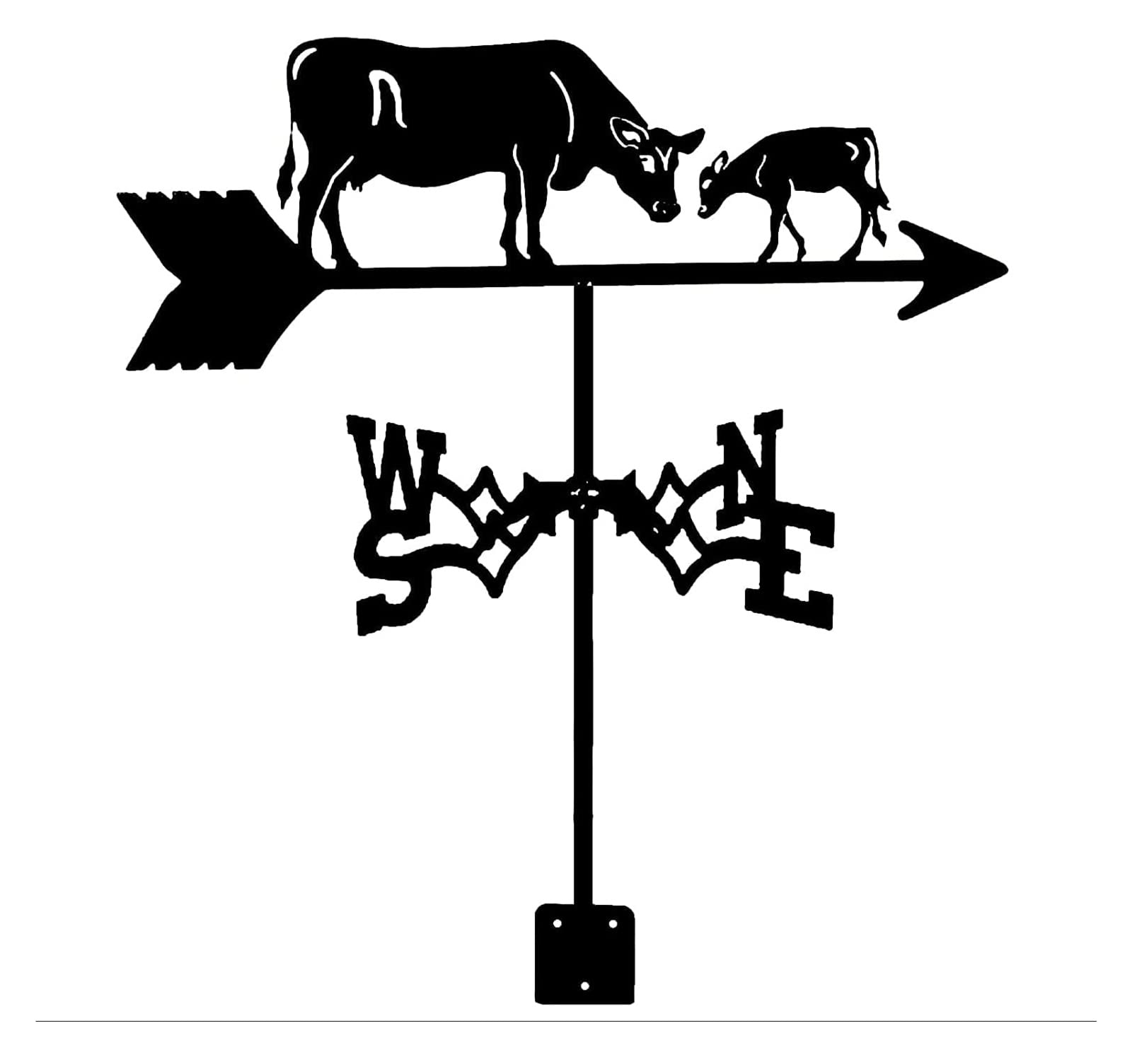 WIQUYBML Weathervane Cow and Calf Stainless Steel Weather Vane with Anti-Rust Coating Wind Direction Indicator Garden Windvane for Yard Ornament