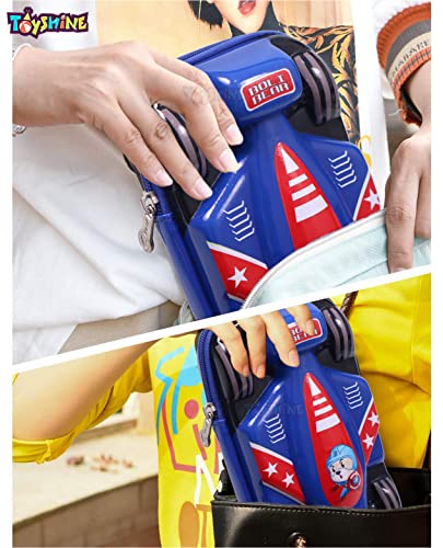 Image of Toyshine F1 Racer Hardtop Pencil Case With Compartments - Kids Large Capacity School Supply Organizer Students Stationery Box - Girls Boys Pen Pouch- M3- Blue - Ethylene Vinyl Acetate (EVA)