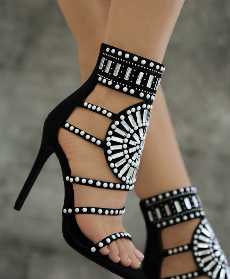 Strappy High Stiletto Heel Dress Gladiator Peep Toe Sandals Apricot Color2