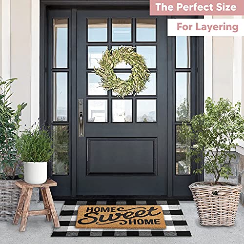 Lili Rey 28"X44" Premium Black And White Checkered Rug, Buffalo Plaid Outdoor Rug, Front Porch Rugs, Buffalo Check Rug Outdoor, Plaid Door Mat #TOP5