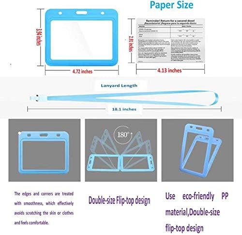 CDC Covid Vaccination Card Protector 4 X 3 Inches with Lanyard Covid Vaccine Card Holder Horizontal Style Transverse Double Side Clear PP Plastic Sleeve Badge Card Holder(Style-5)