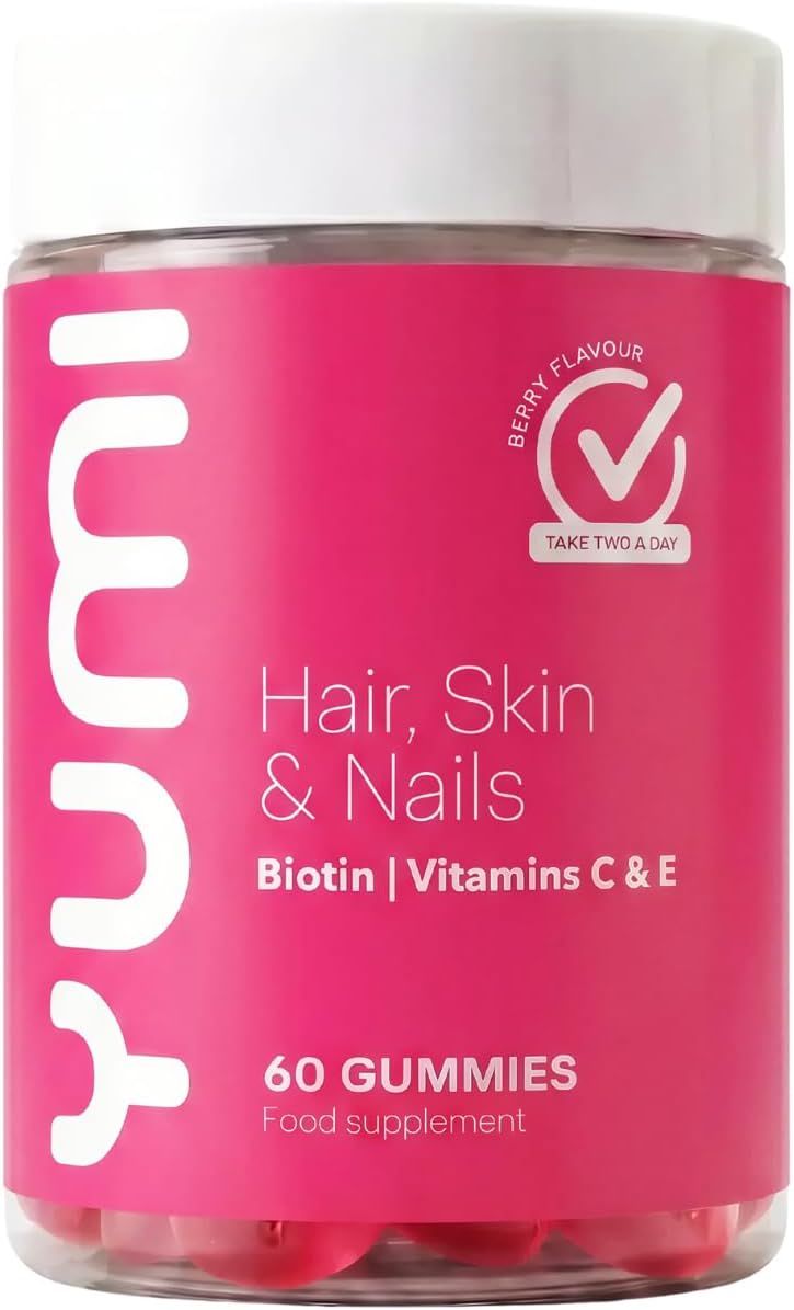 Hair, Skin & Nails Gummies with Biotin, Zinc & Vitamin C for Hair Health, Skin Glow & Nail Strength, Supports Collagen Formation, Berry Flavour, 60 Vegan Gummies