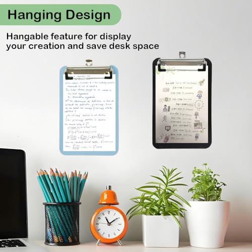 X-BLTU 5 Stück Mini Klemmbretter 18x12,5cm, Farbige Kunststoff Schreibbrett Klemmbrett mit Metalklemme und Aufhängeose, Kleines Memo Schreibplatte Clipboard für Büro, Schule, Kneipe