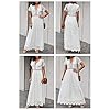 BLENCOT Womens Casual Floral Lace Deep V Neck Short Sleeve Long Evening Dress Cocktail Party Maxi Wedding Dresses Bohemian Flowy Boho Dress White Medium